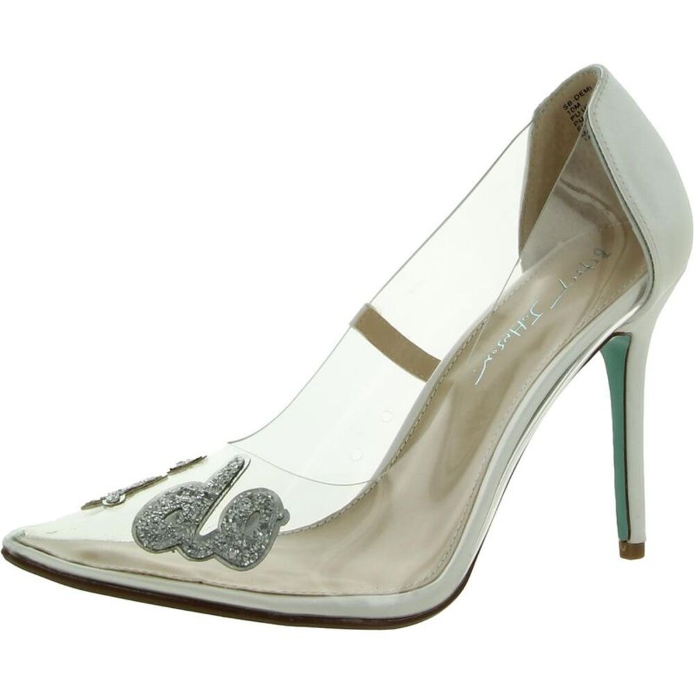 Betsey Johnson White and Silver Pumps